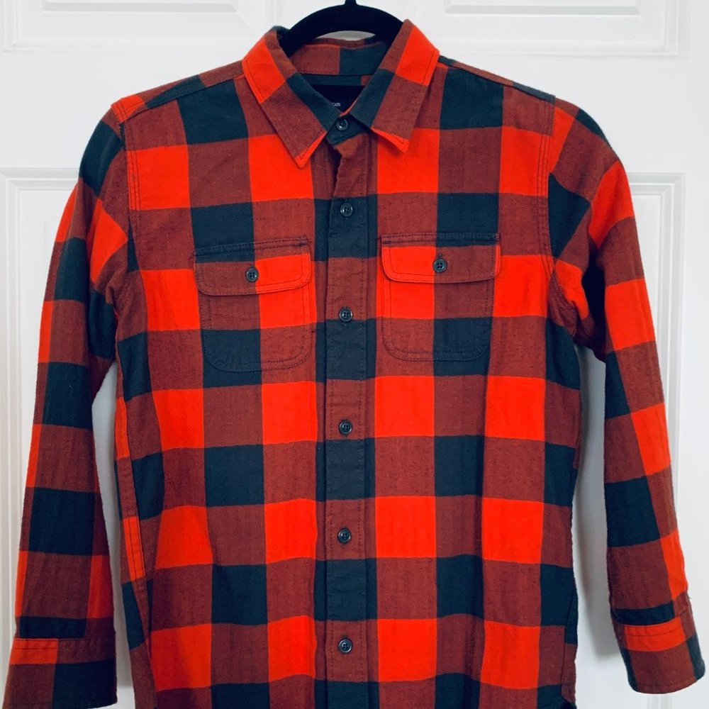 Gap Kid's Orange Buffalo Plaid Button Down